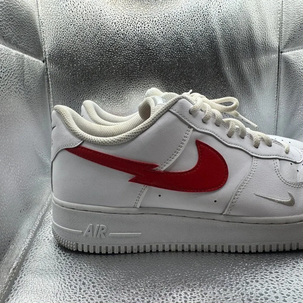Size 12 Nike Air Force 1 LV8 Euro Tour White Red Mens Lace-Up Sneaker CW7577-100